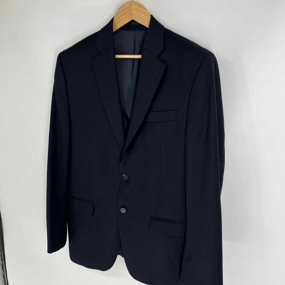 Lauren Ralph Lauren Mens 41R Navy Blue 100% Wool Blazer Sport Coat 2‎ Button